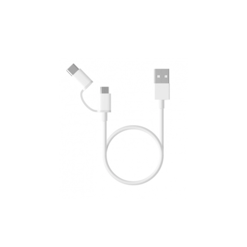 Mi 2-in-1 USB Cable (Micro USB to Type C) 30cm White