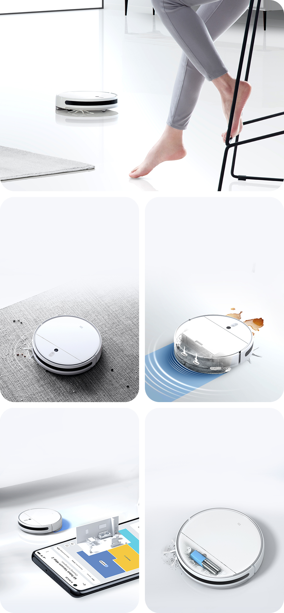  Xiaomi Robot Vacuum Mop 2C, navegación dinámica visual, control  remoto de aplicaciones, limpieza planificada y paredes virtuales, potente  succión de 2.200 Pa, tanque de agua controlado electrónicamente, blanco :  Hogar y