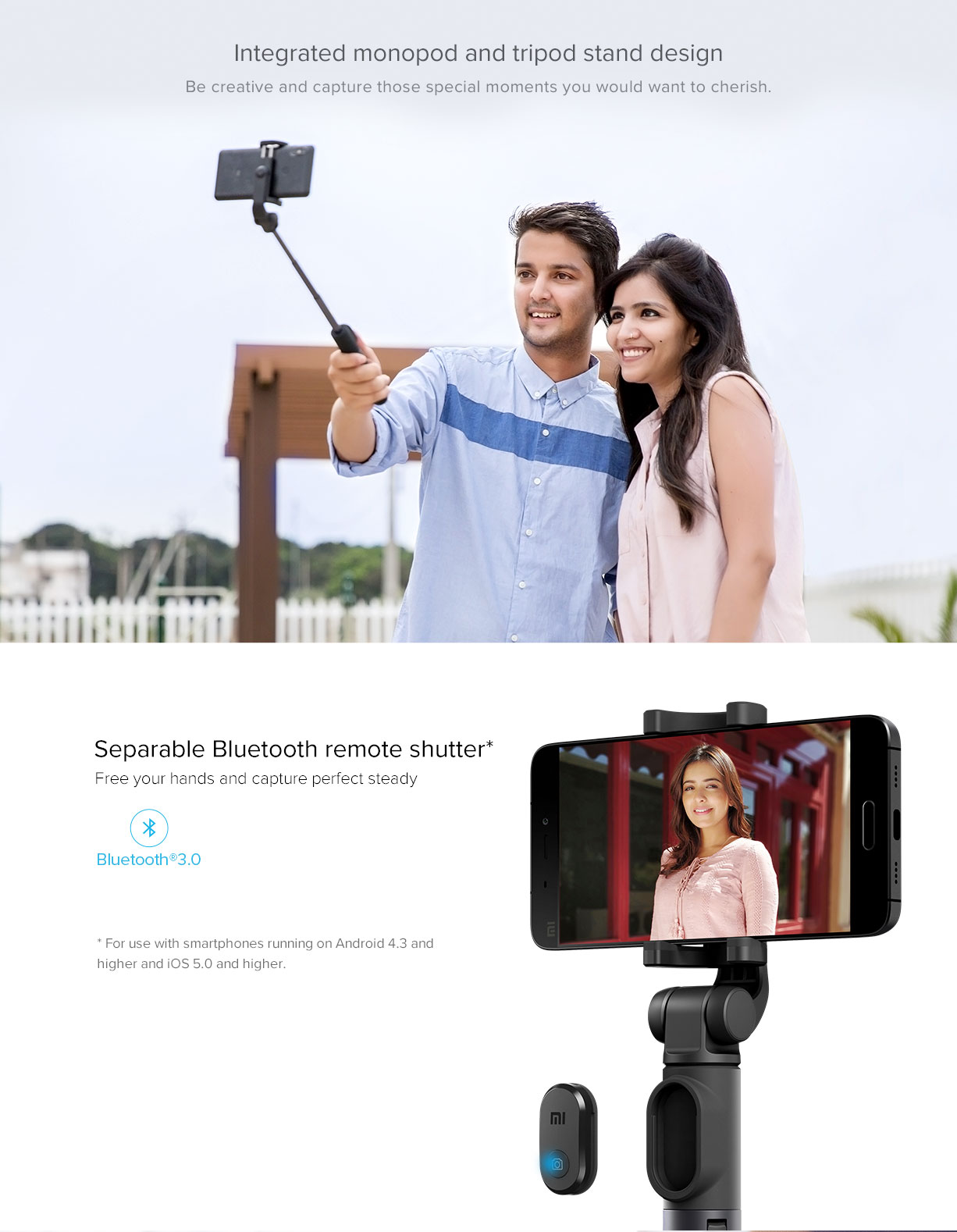 Xiaomi Selfie Stick with Micro USB Bluetooth Remote